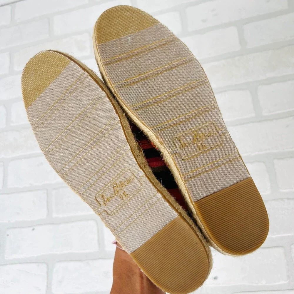 Sam Edelman Verona Espadrille Flats Orange Pink Striped Canvas Slip On  7.5M